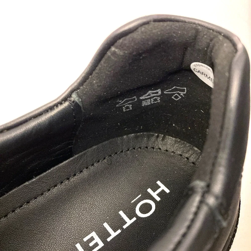 Hotter Sugar II Shoes Womens 11 Wide EXF Hook Loop Close Monkstrap Black Leather